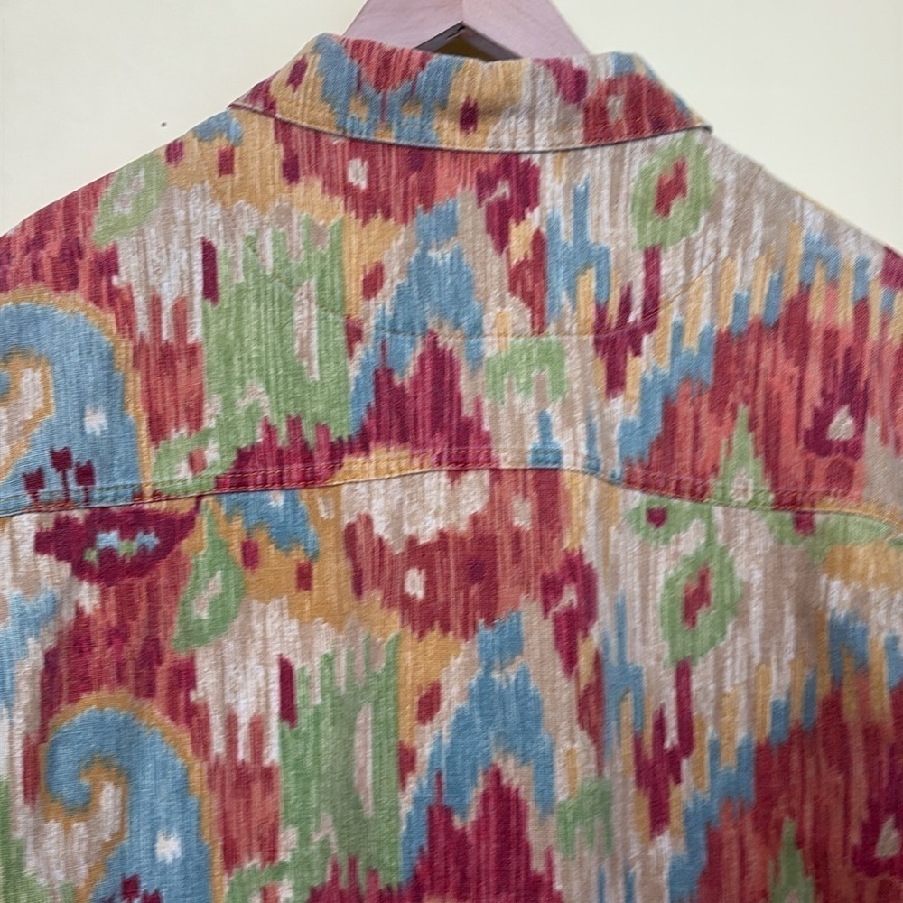 Coldwater Creek | Southwest Multicolor Abstract 100% Cotton Button Up Jacket L - Picture 14 of 17